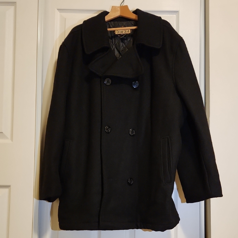 Mens Double Breasted Black Pea Coat